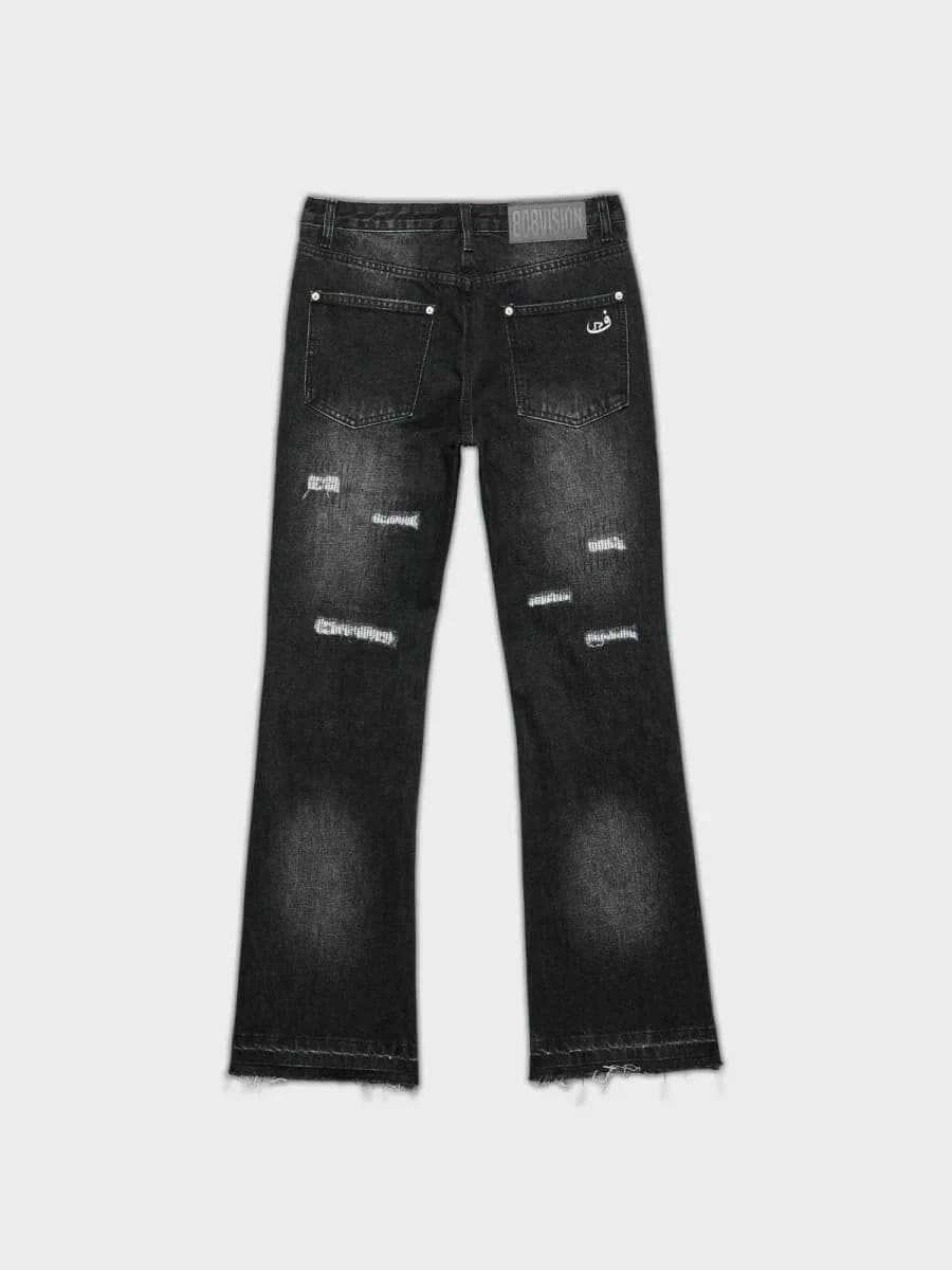 Jeans Flared Frayed - Black