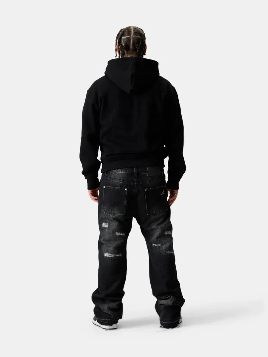 Jeans Flared Frayed - Black