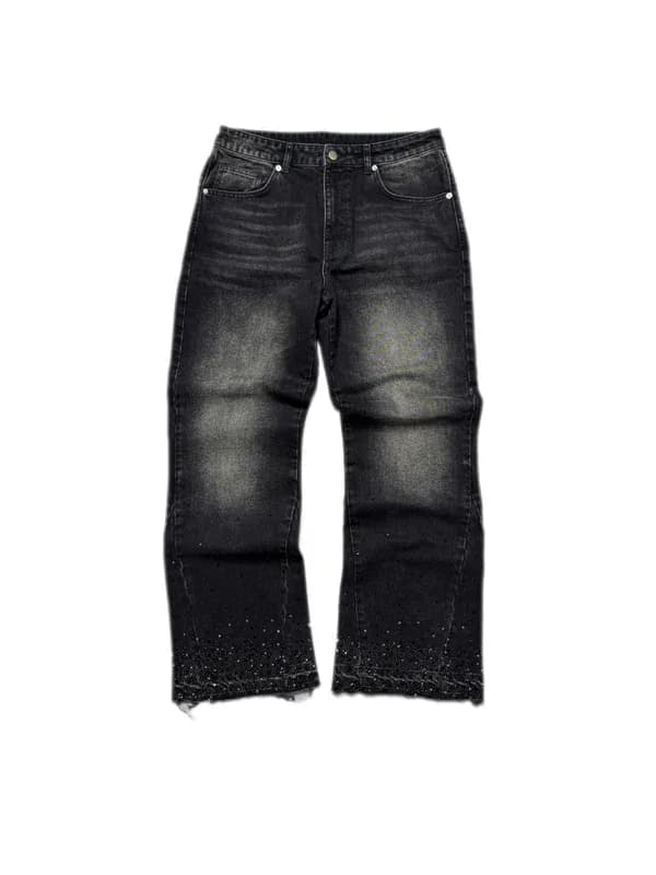 Aris2wrld Flared Rhinestone Jeans