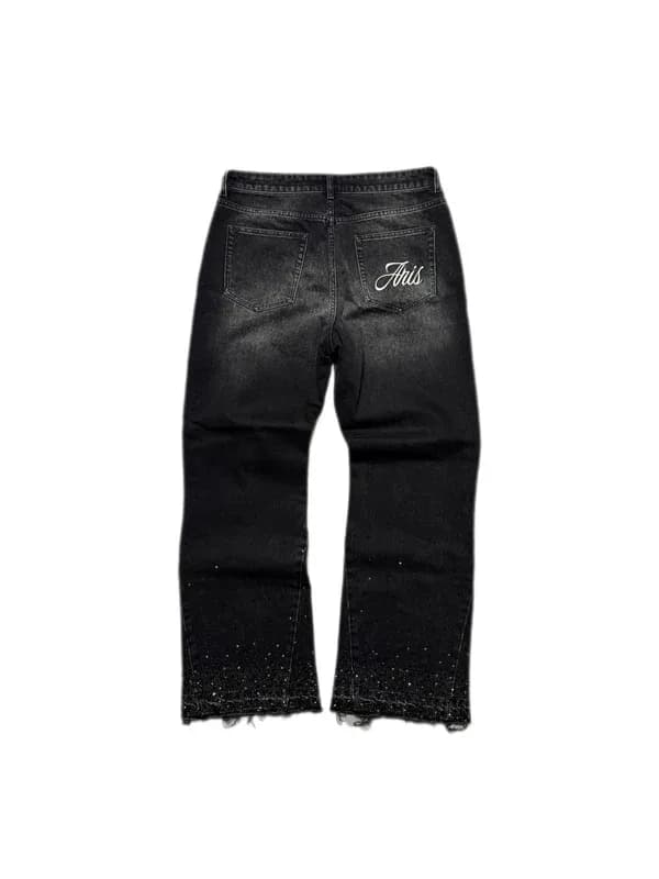 aris2wrld ARIS2WRLD FLARED RHINESTONE JEANS