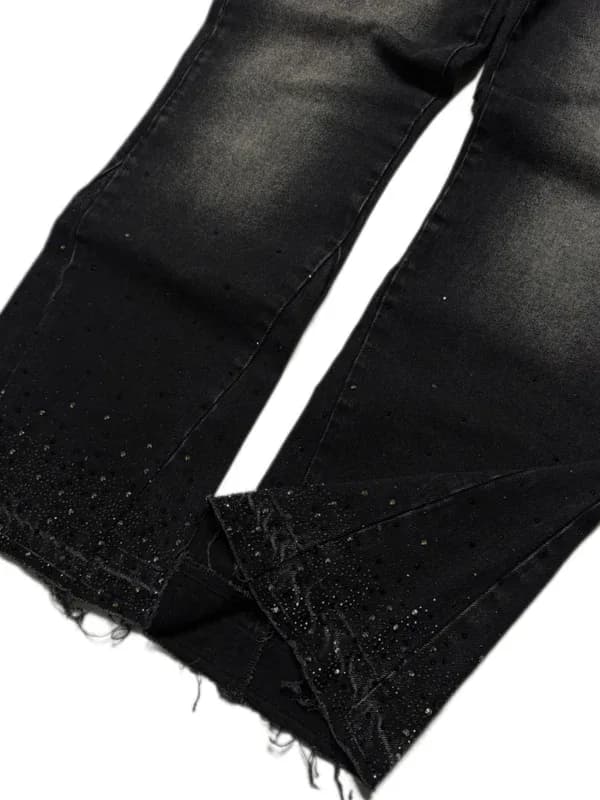 Aris2wrld Flared Rhinestone Jeans