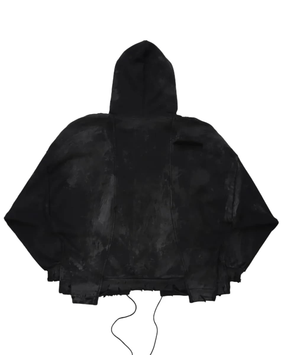 "ab Inferno" Destroyed Black Zipper Hoodie